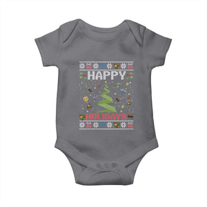 Happy Holidays For All Christmas Hanukkah Kwanzaa Gift Baby Onesie TS12 Charcoal Print Your Wear