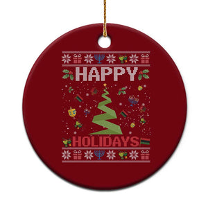 Happy Holidays For All Christmas Hanukkah Kwanzaa Gift Ceramic Ornament TS12 1pc Red Print Your Wear