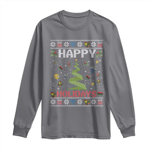 Happy Holidays For All Christmas Hanukkah Kwanzaa Gift Long Sleeve Shirt TS12 Charcoal Print Your Wear