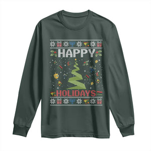 Happy Holidays For All Christmas Hanukkah Kwanzaa Gift Long Sleeve Shirt TS12 Dark Forest Green Print Your Wear