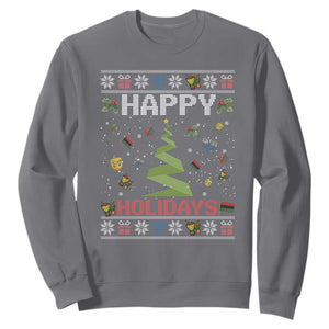 Happy Holidays For All Christmas Hanukkah Kwanzaa Gift Sweatshirt TS12 Charcoal Print Your Wear