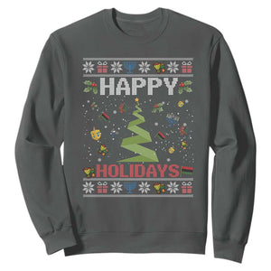 Happy Holidays For All Christmas Hanukkah Kwanzaa Gift Sweatshirt TS12 Dark Heather Print Your Wear