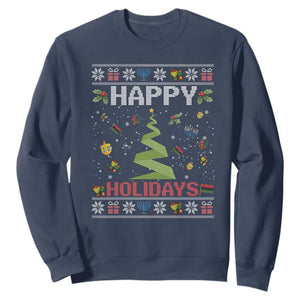 Happy Holidays For All Christmas Hanukkah Kwanzaa Gift Sweatshirt TS12 Navy Print Your Wear