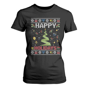 Happy Holidays For All Christmas Hanukkah Kwanzaa Gift T Shirt For Women TS12 Black Print Your Wear
