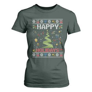 Happy Holidays For All Christmas Hanukkah Kwanzaa Gift T Shirt For Women TS12 Dark Forest Green Print Your Wear