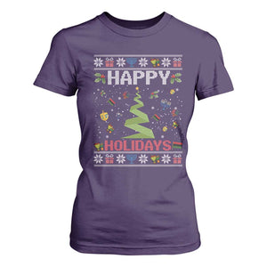 Happy Holidays For All Christmas Hanukkah Kwanzaa Gift T Shirt For Women TS12 Purple Print Your Wear