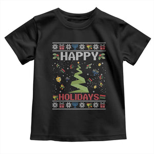 Happy Holidays For All Christmas Hanukkah Kwanzaa Gift Toddler T Shirt TS12 Black Print Your Wear