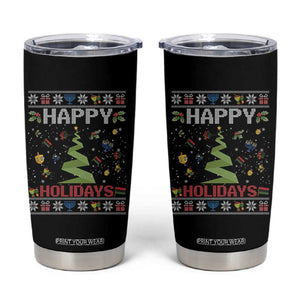 Happy Holidays For All Christmas Hanukkah Kwanzaa Gift Tumbler Cup TS12 Black Print Your Wear