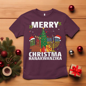 Merry Christmahanakwanzika T Shirt Christmas Hanukkah Kwanzaa Celebration Gift TS12 Maroon Print Your Wear