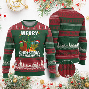 Merry Christmahanakwanzika Ugly Christmas Sweater Xmas Hanukkah Kwanzaa Celebration Gift TS12 Red Green Print Your Wear