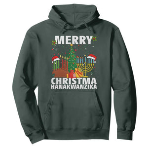 Merry Christmahanakwanzika Hoodie Christmas Hanukkah Kwanzaa Celebration Gift TS12 Dark Forest Green Print Your Wear