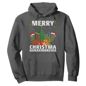 Merry Christmahanakwanzika Hoodie Christmas Hanukkah Kwanzaa Celebration Gift TS12 Dark Heather Print Your Wear