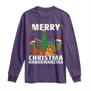 Merry Christmahanakwanzika Long Sleeve Shirt Christmas Hanukkah Kwanzaa Celebration Gift TS12 Purple Print Your Wear
