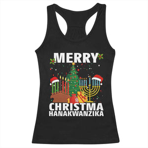 Merry Christmahanakwanzika Racerback Tank Top Christmas Hanukkah Kwanzaa Celebration Gift TS12 Black Print Your Wear
