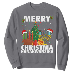 Merry Christmahanakwanzika Sweatshirt Christmas Hanukkah Kwanzaa Celebration Gift TS12 Charcoal Print Your Wear
