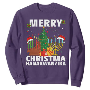Merry Christmahanakwanzika Sweatshirt Christmas Hanukkah Kwanzaa Celebration Gift TS12 Purple Print Your Wear