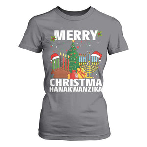 Merry Christmahanakwanzika T Shirt For Women Christmas Hanukkah Kwanzaa Celebration Gift TS12 Charcoal Print Your Wear