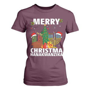 Merry Christmahanakwanzika T Shirt For Women Christmas Hanukkah Kwanzaa Celebration Gift TS12 Maroon Print Your Wear