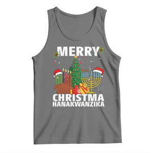 Merry Christmahanakwanzika Tank Top Christmas Hanukkah Kwanzaa Celebration Gift TS12 Black Heather Print Your Wear