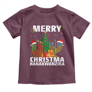 Merry Christmahanakwanzika Toddler T Shirt Christmas Hanukkah Kwanzaa Celebration Gift TS12 Maroon Print Your Wear