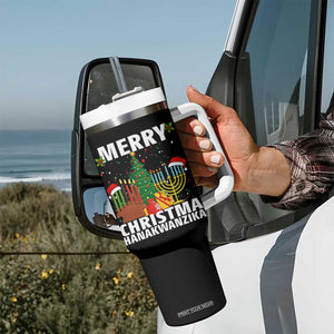 Merry Christmahanakwanzika Tumbler With Handle Christmas Hanukkah Kwanzaa Celebration Gift TS12 Print Your Wear