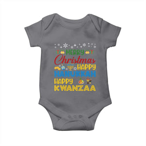 Celebrate All Holidays Merry Christmas Hanukkah Kwanzaa Gift Baby Onesie TS12 Charcoal Print Your Wear