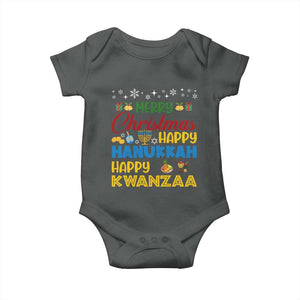 Celebrate All Holidays Merry Christmas Hanukkah Kwanzaa Gift Baby Onesie TS12 Dark Heather Print Your Wear