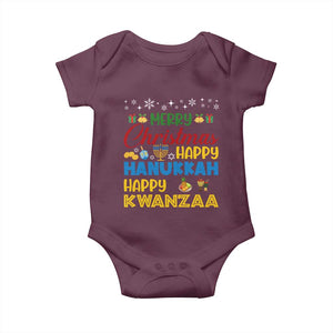 Celebrate All Holidays Merry Christmas Hanukkah Kwanzaa Gift Baby Onesie TS12 Maroon Print Your Wear