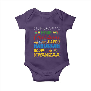 Celebrate All Holidays Merry Christmas Hanukkah Kwanzaa Gift Baby Onesie TS12 Purple Print Your Wear