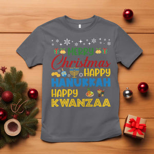 Celebrate All Holidays Merry Christmas Hanukkah Kwanzaa Gift T Shirt TS12 Charcoal Print Your Wear