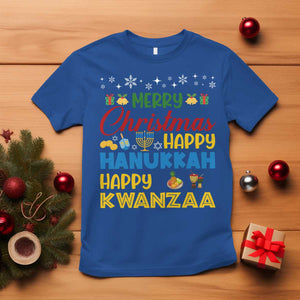 Celebrate All Holidays Merry Christmas Hanukkah Kwanzaa Gift T Shirt TS12 Royal Blue Print Your Wear