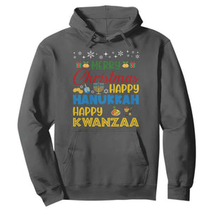 Celebrate All Holidays Merry Christmas Hanukkah Kwanzaa Gift Hoodie TS12 Dark Heather Print Your Wear