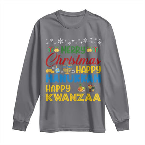 Celebrate All Holidays Merry Christmas Hanukkah Kwanzaa Gift Long Sleeve Shirt TS12 Charcoal Print Your Wear