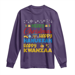 Celebrate All Holidays Merry Christmas Hanukkah Kwanzaa Gift Long Sleeve Shirt TS12 Purple Print Your Wear