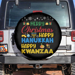 Celebrate All Holidays Merry Christmas Hanukkah Kwanzaa Gift Spare Tire Cover TS12 No hole Black Print Your Wear