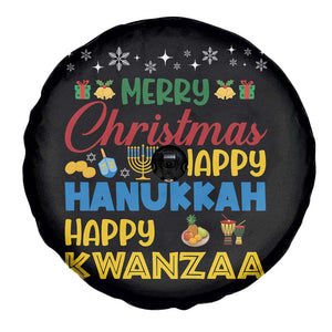 Celebrate All Holidays Merry Christmas Hanukkah Kwanzaa Gift Spare Tire Cover - Print Your Wear