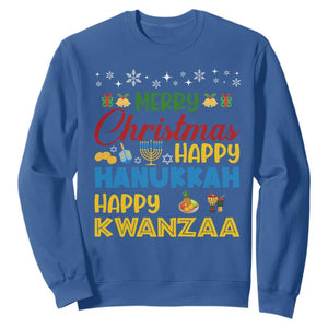 Celebrate All Holidays Merry Christmas Hanukkah Kwanzaa Gift Sweatshirt TS12 Royal Blue Print Your Wear