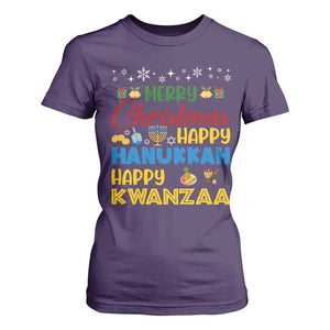 Celebrate All Holidays Merry Christmas Hanukkah Kwanzaa Gift T Shirt For Women TS12 Purple Print Your Wear