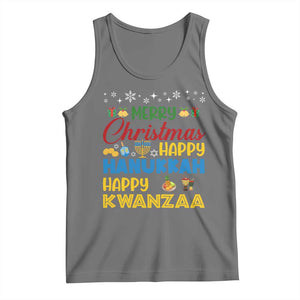 Celebrate All Holidays Merry Christmas Hanukkah Kwanzaa Gift Tank Top TS12 Black Heather Print Your Wear
