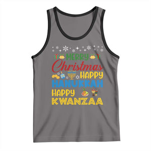 Celebrate All Holidays Merry Christmas Hanukkah Kwanzaa Gift Tank Top TS12 Deep Heather Black Print Your Wear