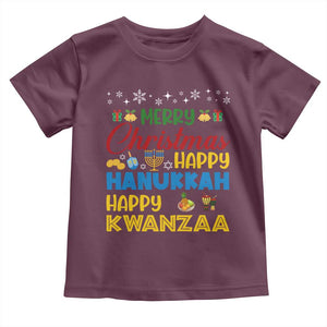 Celebrate All Holidays Merry Christmas Hanukkah Kwanzaa Gift Toddler T Shirt TS12 Maroon Print Your Wear