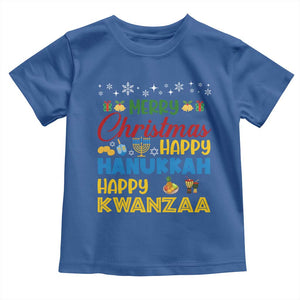 Celebrate All Holidays Merry Christmas Hanukkah Kwanzaa Gift Toddler T Shirt TS12 Royal Blue Print Your Wear