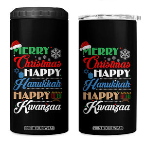 Funny Christmas Hanukkah Kwanzaa 4 in 1 Can Cooler Tumbler December Holiday Gift TS12 One Size: 16 oz Black Print Your Wear