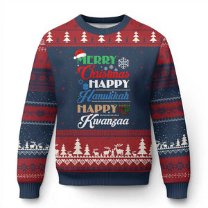 Funny Xmas Hanukkah Kwanzaa Ugly Christmas Sweater December Holiday Gift TS12 Navy Red Print Your Wear