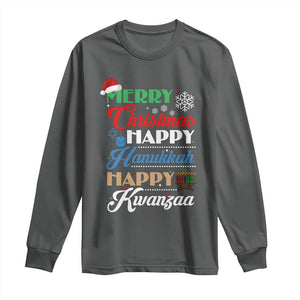 Funny Christmas Hanukkah Kwanzaa Long Sleeve Shirt December Holiday Gift TS12 Dark Heather Print Your Wear
