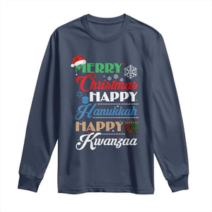 Funny Christmas Hanukkah Kwanzaa Long Sleeve Shirt December Holiday Gift TS12 Navy Print Your Wear