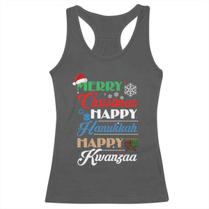 Funny Christmas Hanukkah Kwanzaa Racerback Tank Top December Holiday Gift TS12 Dark Heather Print Your Wear