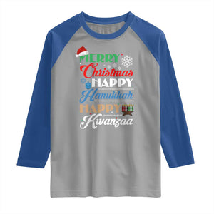 Funny Christmas Hanukkah Kwanzaa Raglan Shirt December Holiday Gift TS12 Sport Gray Royal Print Your Wear