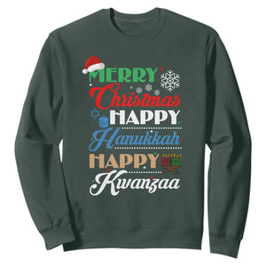 Funny Christmas Hanukkah Kwanzaa Sweatshirt December Holiday Gift TS12 Dark Forest Green Print Your Wear