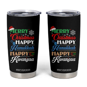 Funny Christmas Hanukkah Kwanzaa Tumbler Cup December Holiday Gift TS12 Black Print Your Wear